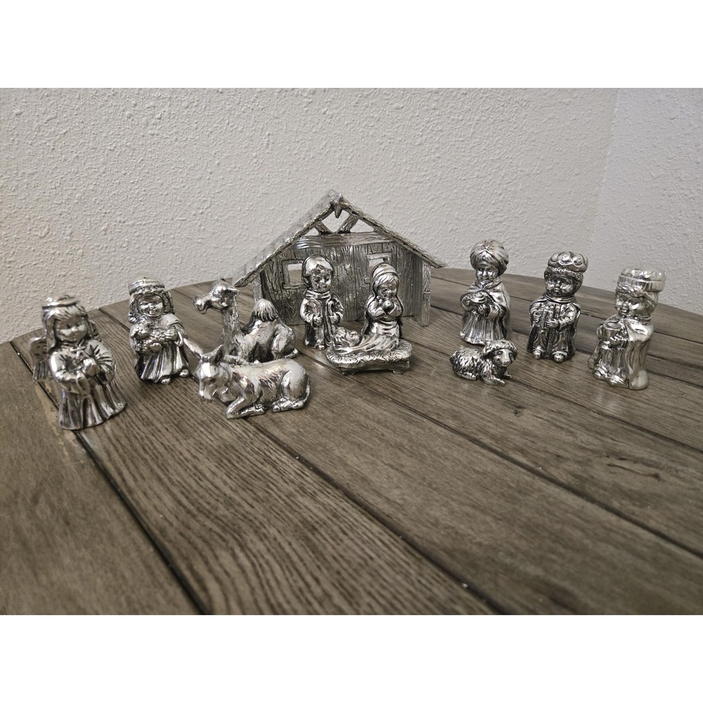 12 Piece Silverplated Child's Christmas Nativity Set Towle Silversmiths 4005375